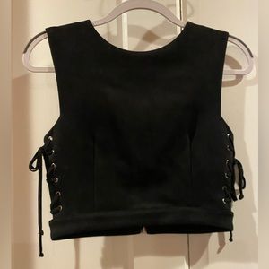 NWT 4SI3NNA Black Suede Top S